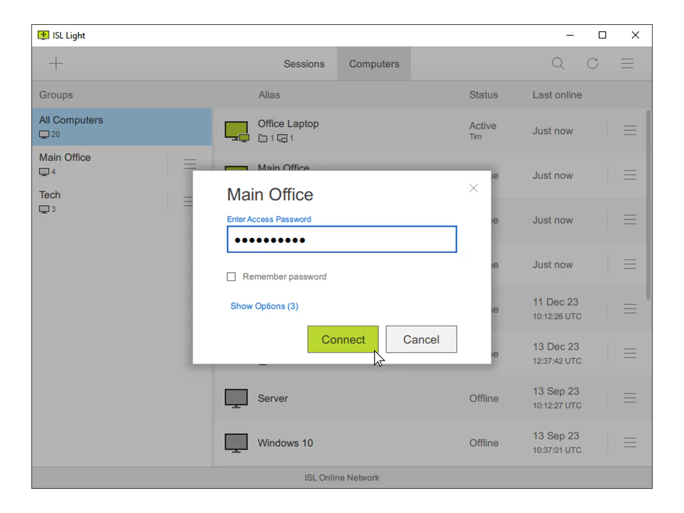 screenshot of ISL Light